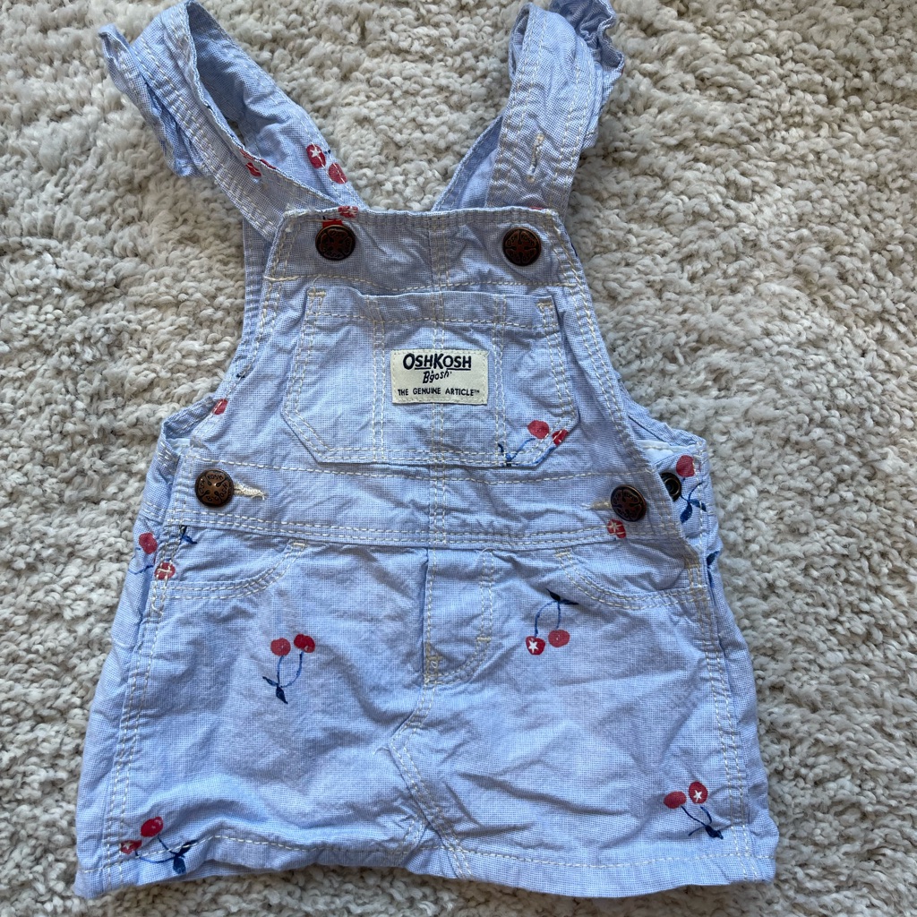 Nwot Oshkosh B'gosh Light Blue Cherry Kids Overall Dress
